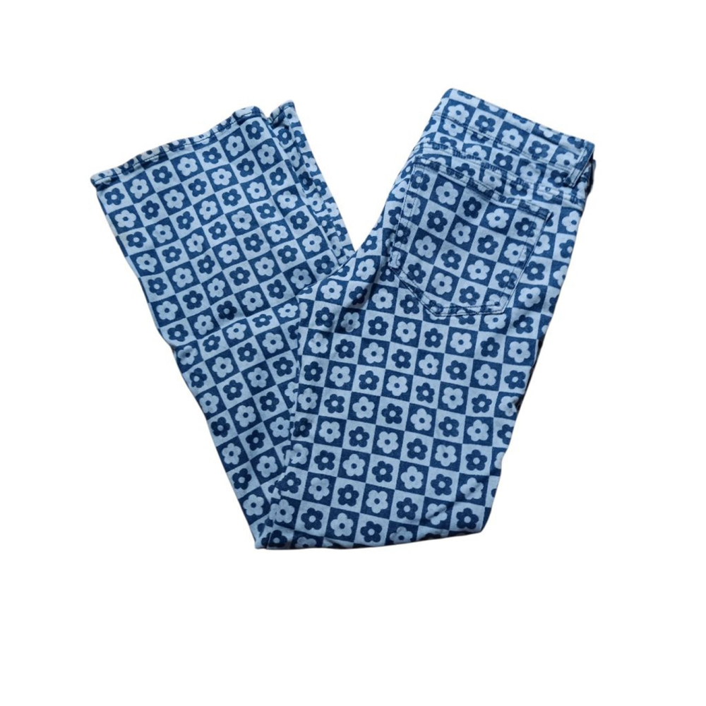 H&M Low Flare Flower Power Denim Blue Jeans - Picture 4 of 5
